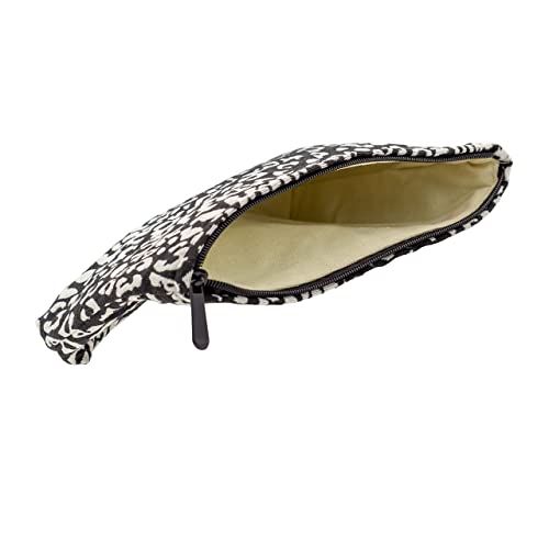 PAZIMIIK Makeup Bags for Purse Zipper Cosmetic Pouch Large Travel Canvas Make Up Organizer Tool Pouch for Women and Girls Leopard Black