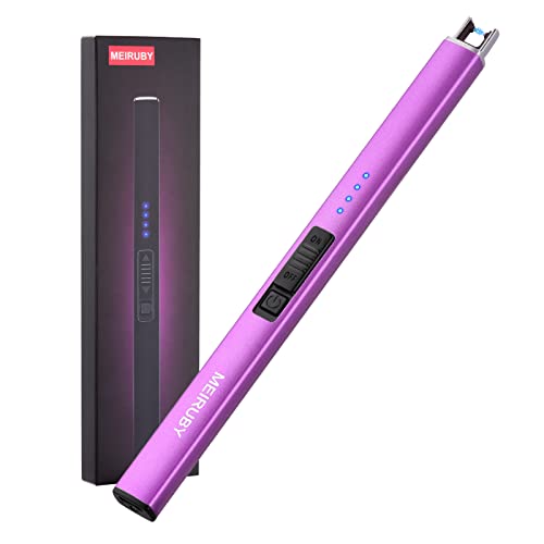 MEIRUBY Lighter Electric Lighter Candle Lighter Rechargeable USB Lighter Arc Lighters for Candle Camping Family Use Purple
