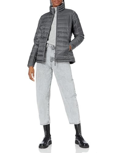 Amazon Essentials Women's Lightweight Water-Resistant Packable Puffer Jacket Outerwear -charcoal heather Small