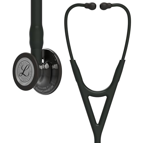 3M Littmann Cardiology IV Diagnostic Stethoscope High Polish Smoke-Finish Chestpiece Black Tube Black Stem and Black Headset 27 inch 6232