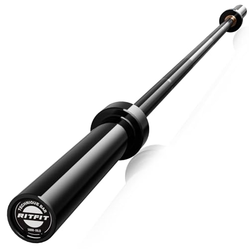 RitFit 6FT Olympic Barbell 2-inch Weightlifting Bar for Strength Training and Home Gym Black