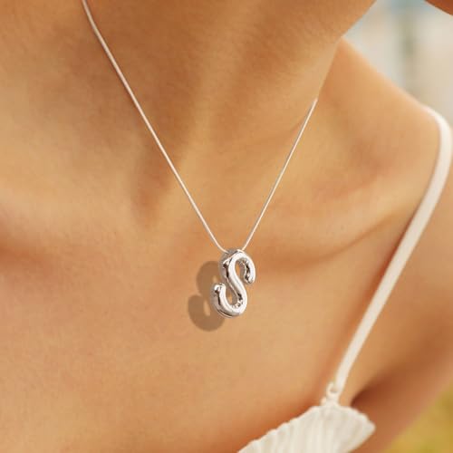 MTINEAPS Sterling Silver Initial Necklace, Trendy & Hypoallergenic