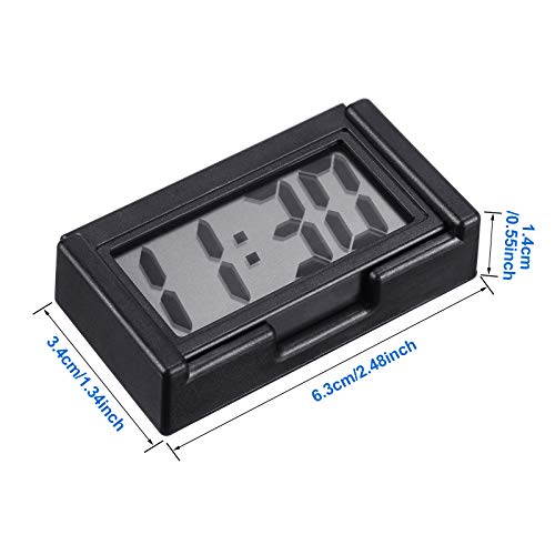 Frienda 3 Pieces Mini Digital Clock Small Magnetic Clock Car Dashboard Clock Stick on Clock Self Adhesive Bracket Digital Clock Battery Operated (Black)