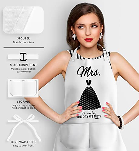 Mr and Mrs Aprons for Couples Gifts - Anniversary Bridal Shower Wedding Engagement gifts for Couples Christmas Gifts for Couple His and Her Gifts 8 Pack Kitchen Cooking Apron Gift Set
