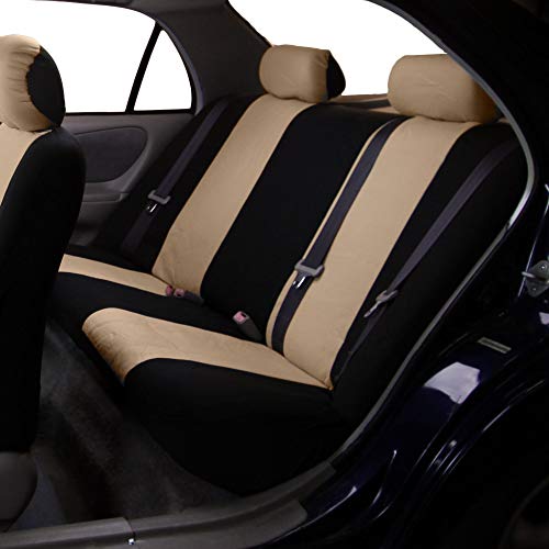 FH Group Flat Cloth Full Set Car Seat Covers Three Row 7 Seater - Universal Fit for Cars Trucks & SUVs Beige