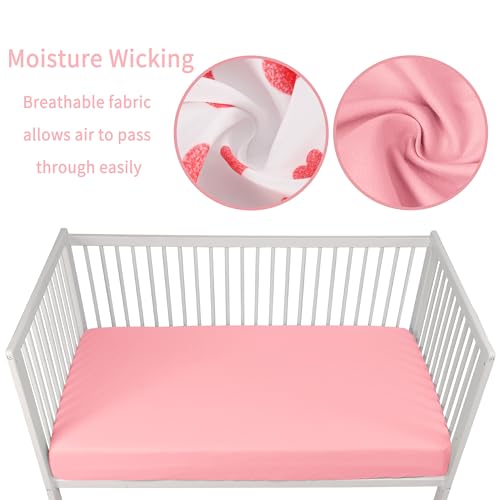GUNTAIL Baby Crib Sheets for Boys Girls 2 Pack Fitted Crib Sheet for Standard Crib and Toddler Mattress Soft Microfiber Baby Sheet 52x28x8in. (Love & Pink)