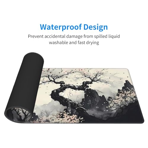 Extended Gaming Mouse Pad Large Gaming Mouse Waterproof with Stitched Edges Non-Slip Desktop Pad for Home and Office Level Up Your 31.5x11.8 Inch… (wash Painting)