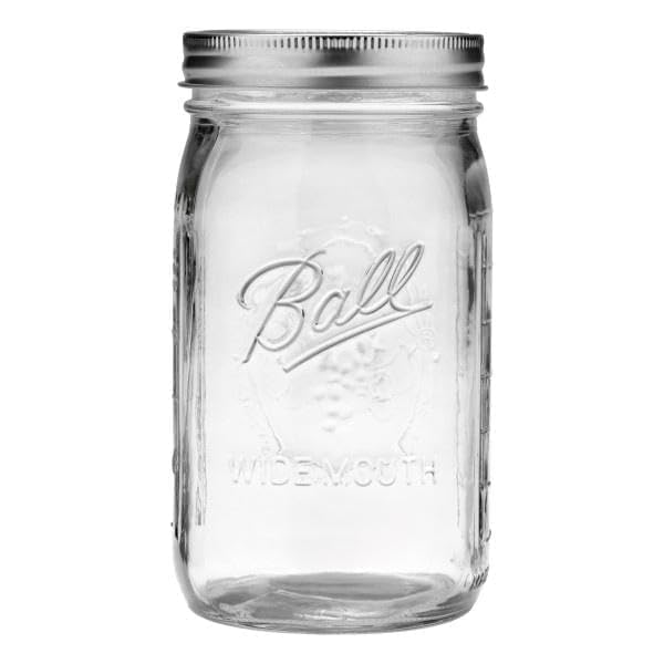 Ball Wide Mouth Glass Mason Jars with Lids and Bands Used for Canning Pickling Juice Jam Jelly Quart Size 32 Ounce (Pack of 3)