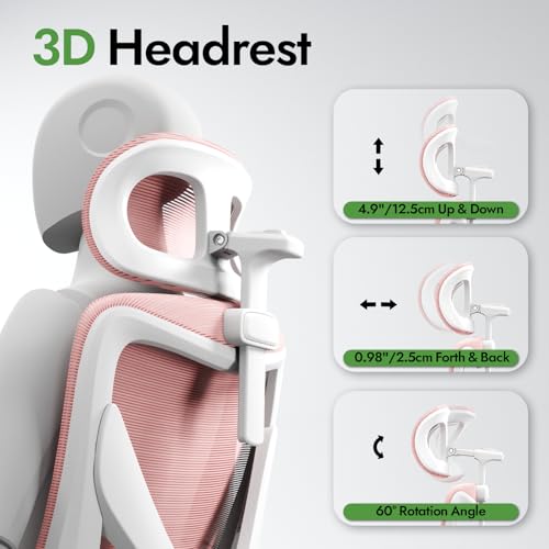 Ergalithic Ergonomic Office Chair - X-Shaped Computer Desk Chair Comfy Gaming Chair Office Chair with Lumbar Support Mesh Office Chairs with Headrests Desk Chair for Long Hours (Pink)