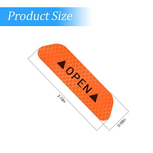 4PCS Reflective Open Warning Stickers for Car Door Night Visibility Auto Safety Prompt Decals 3.6 Inch Anti-Collision Protective Strip Tape Car Accessories Universal for Truck SUV Van (Orange)