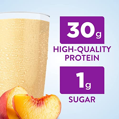 Ensure Max Protein Creamy Peach Nutrition Shake | 30g Protein 1g Sugar 4g Comfort Fiber Blend | 12 Count
