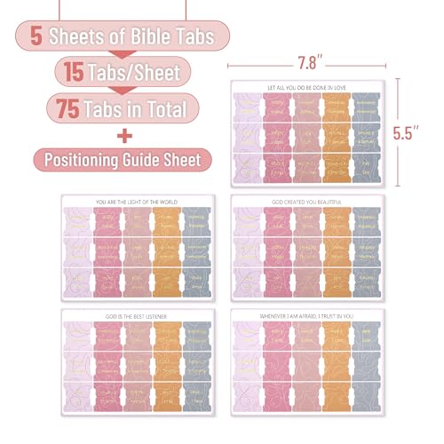 Mr. Pen- Bible Tabs 75 Tabs Honeycomb Hues Gold Embossed Lettering Laminated Bible Tabs for Women and Men Bible Tabs for Study Bible Index Tabs Bible Book Tabs Bible Labels Tabs