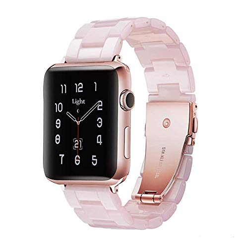 Light Apple Watch Band - Fashion Resin iWatch Band Bracelet Compatible with Stainless Steel Buckle for Apple Watch Series 6 Series SE Series 5 Series 4 Series 3 Series 2 Series1 (Pink 38mm/40mm)
