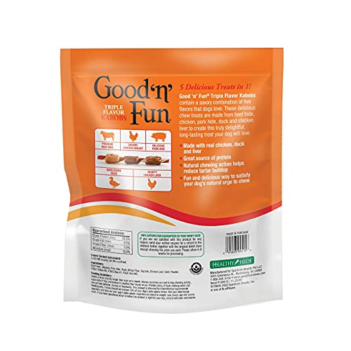 Good 'n' Fun Good'n'Fun Triple Flavor Kabobs 48 Ounce Rawhide Snack for All Dogs 48 Oz (Pack of 4)