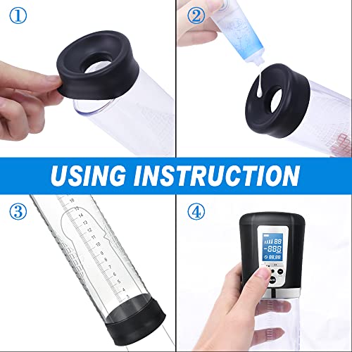 Electric Penis Vacuum Pump with 4 Suction Intensities Adorime Rechargeable Automatic High-Vacuum Penis Enlargement Extend Pump Penis Enlarge Air Pressure Device Black