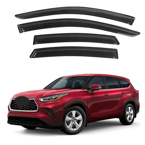 KPY Window Visor Compatible with Toyota Highlander 2020 2021 2022 2023 2024 4PC Rain Guard Side Window Vent Deflectors Tape-On Style 2020 2021 2022 2023 2024