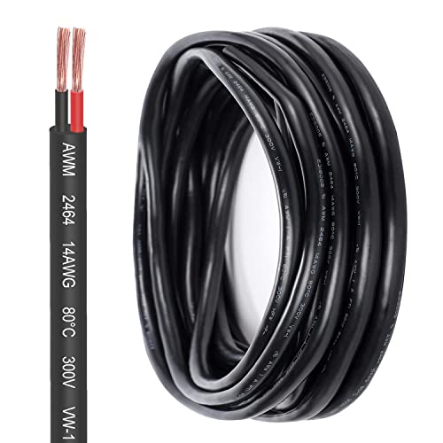14 Gauge 2 Conductor Electrical Wire 14AWG Electrical Wire Stranded PVC Cord Oxygen-free copper Cable 100FT/30.5M Flexible Low Voltage LED Cable for LED Strips Lamps Lighting Automotive(14/2AWG-100FT)