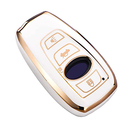 Cacacar for Subaru Key Fob Cover for Forester Outback BRZ Legacy CrossTrek Premium Soft TPU 360 Degree Protection Key Case Remote Key Holder (Ivory)