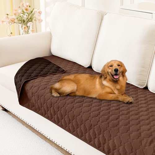 Smiry Waterproof Dog Blanket Reversible Sofa Couch Cover for Dogs Soft Pet Bed Cover Washable Furniture Protector for Puppy and Cat (30\"x70\" Brown/Chocolate)