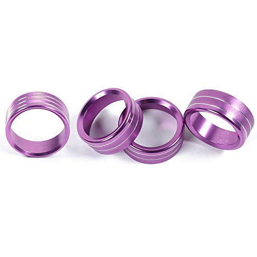 Voodonala Air Conditioner Headlight Center Consoles Switch Knob Cover Trim for 2018-2025+ Jeep Wrangler JL JLU Gladiator JT 4xe Interior Accessories Purple Aluminum Alloy 4pcs