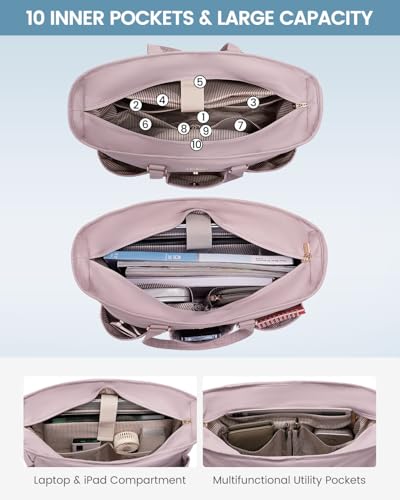 LOVEVOOK Teacher Tote Bag for Women Work 15.6 Inch Laptop Bag for Women Nurse Bag Utility Everything Bag For Travel College Daily Professional Computer Bag Large Purse Handbag With Multi Pockets