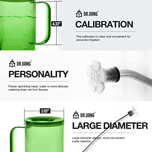 DR.UANG Indoor Plants Watering Can-Stainless Steel Spout 1L Green