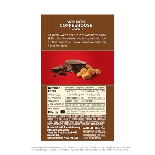 Torani Puremade Sauce Salted Chocolate Caramel 16.5 Ounce (Pack of 4)