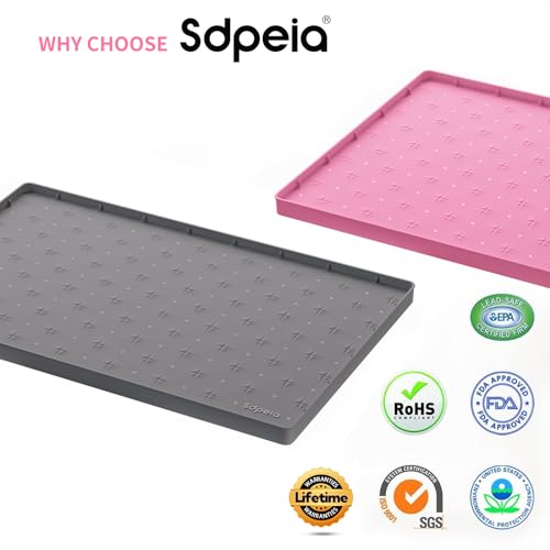 Sdpeia Under Sink Mat for Kitchen Under Sink Organizer 28x22 Under the Sink Mat Waterproof Small with Drain Hole Bathroom Cabinet Liner Holds up to 2.2 Gallons(Grey)