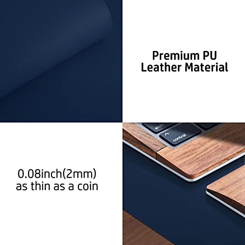 Aothia Leather Desk Pad Protector Mouse Pad Office Desk Mat Non-Slip PU Leather Desk Blotter Laptop Desk Pad Waterproof Desk Writing Pad for Office and Home (Dark Blue 36\" x 17\")
