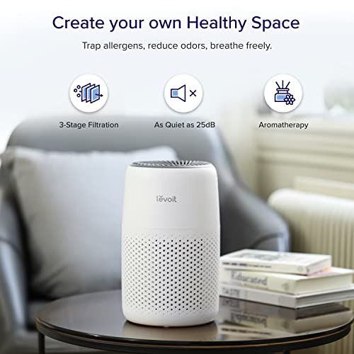 LEVOIT Core Mini Air Purifier and Replacement Filter - Compact and Portable Design 360° VortexAir Technology 3-Stage Filtration System Removes Allergens Odors and Pet Dander