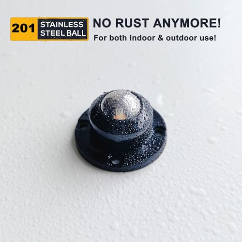 PlusRoc 8 Pack Stainless Steel Self Adhesive Caster Wheels for Mop Bucket Load Capacity 28LBS Per Wheel for Furniture Black