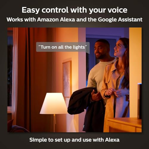 Philips Hue 2-Pack White Ambiance A19 Medium Lumen Smart Bulb 1100 Lumens Bluetooth & Zigbee Compatible (Hue Hub Optional) Compatible with Alexa & Google Assistant