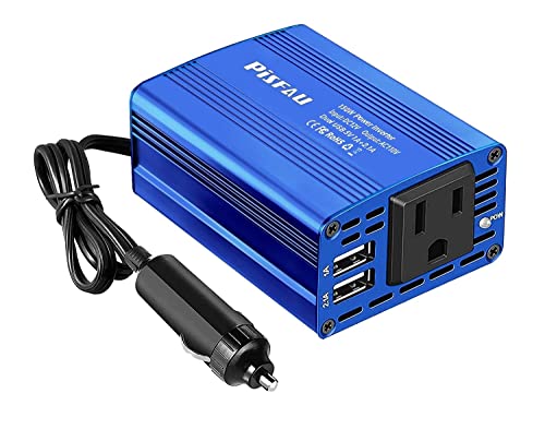 PiSFAU 150W Car Power Inverter DC 12V to 110V AC Converter with 3.1A Dual USB Power inverters for Vehicles Road Trip Essentials Camping Accessories