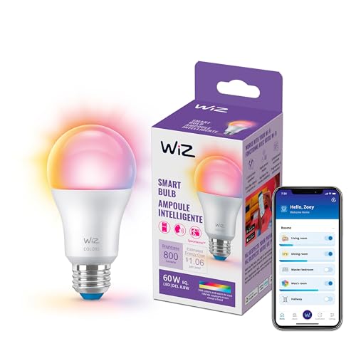 WiZ Connected 60W A19 LED Smart Light Bulbs - Connects to Your Wi-Fi - E26 Smart Bulb - Control with Voice or App + Activate with Motion - Matter Compatible - 1 Pack