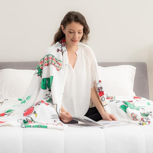 Berkshire Blanket Peanuts® VelvetLoft® Cute Character Snoopy Plush Blanket Christmas Snowy Scene King 90 in x 108 in (Official Peanuts® Product)