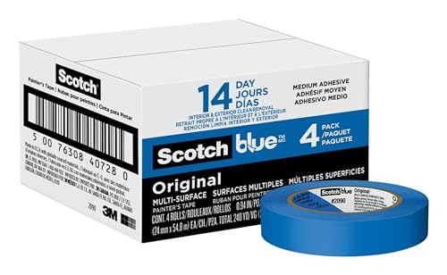 Scotch Painter's Tape Original Multi-Surface Painter's Tape 0.94 Inches x 60 Yards 4 Rolls Blue Paint Tape Protects Surfaces and Removes Easily Multi-Surface Painting Tape for Indoor and Outdoor Use