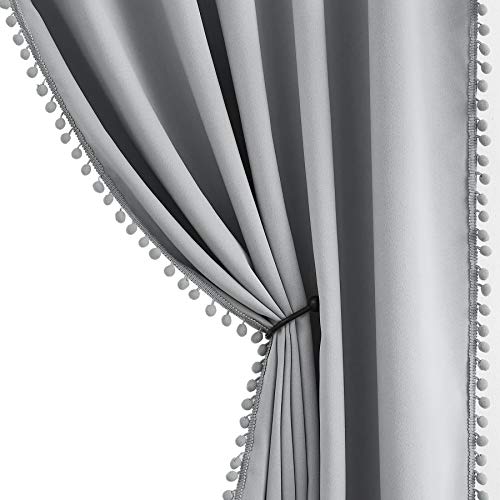 Treatmentex Grey Pom Pom Curtains: Energy Efficient & Darkening