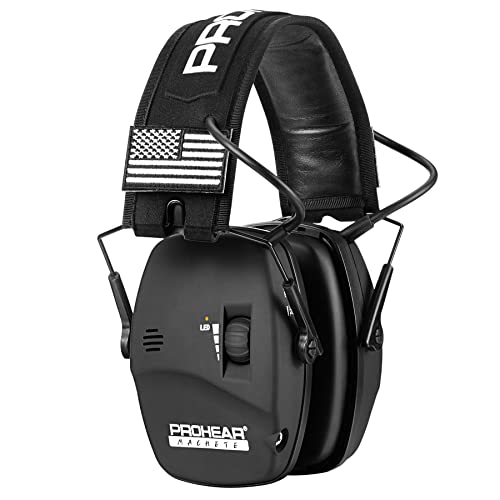 PROHEAR Digital Electronic Shooting Ear Protection Sound Amplification Earmuffs 23dB NRR Low Profile Noise Reduction Hearing Protection for Gun Range and Hunting Black