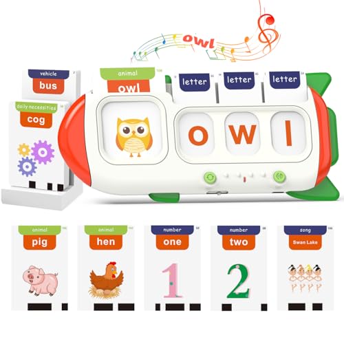 QuTZ Talking Flash Cards – CVC Word Spelling Games Preschool Learning Activities Learning Toy 107 Words Letter Matching Games ABC Alphabet Flash Cards Educational Toy for Toddler 3 4 5 6 Year Old