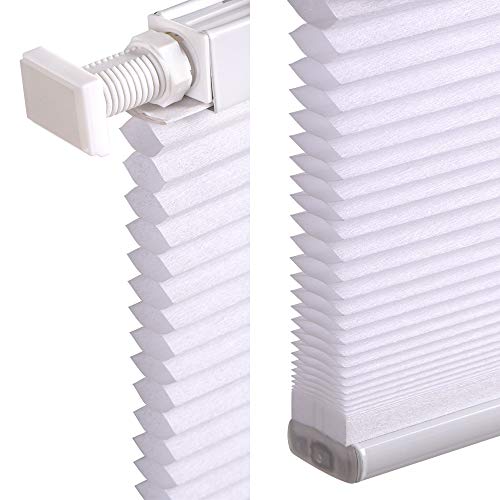 LazBlinds Cordless Cellular Shades No Tools No Drill Light Filtering Polyester Cellular Blinds for Window Size 33'' W x 36'' H White
