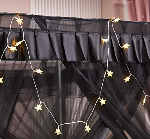 Mengersi Black Bed Canopy 4 Corner Post Bed Canopy Curtains Quick and Easy Installation for King Size Beds