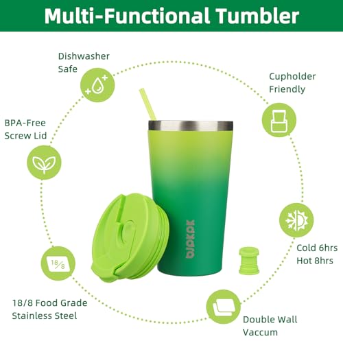 BJPKPK 18oz Tumbler With lid And Straw Stainless Steel Travel Coffee Mug Insulated Tumblers Cups Bamboo Grove TaperedTum18Bamboo