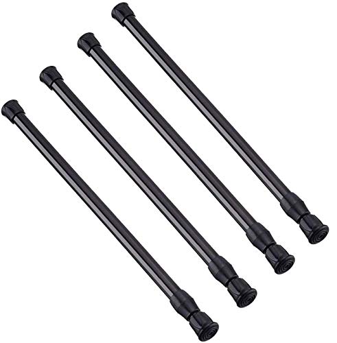 AIZESI 4PCS Tension Rods 28-48inch Curtains Spring Rod for Kitchen Window Tier Valance Covering Bathroom(Black)