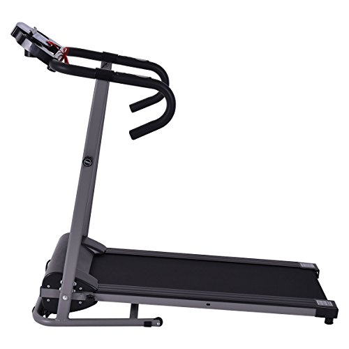 Goplus 1100W Folding Treadmill Electric Motorized Power Fitness Running Machine with LED Display and IPAD Support Perfect for Home Use(Black) 49.6\"\" x24 x46.5(lxwxh)