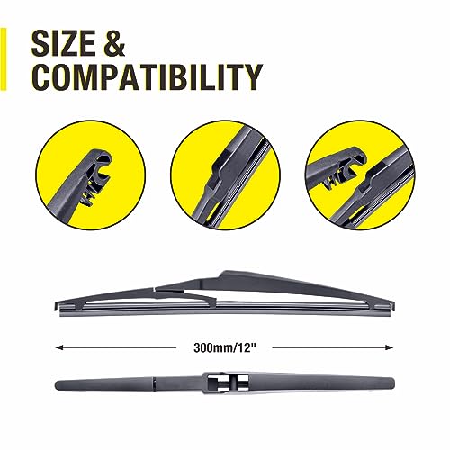 5 PLUS 3 Wipers 26”/16”/12” Replacement For Toyota RAV4 2022 2021 2020 2019 Mazda 5 2015-2006 (Set of 3) 26 Inch+16 Inch Windshield Wiper Blades with 12 Inch Rear Wiper Blade