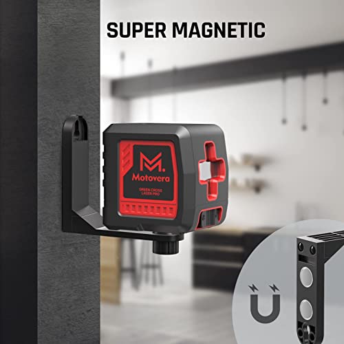 Laser Level 100 feet Self Leveling Laser Level Green Cross Line Rotary Lasers 4 Brightness Adjustment Manual Self leveling and Pulse Mode IP54 Waterproof Battery Carrying Bag Included