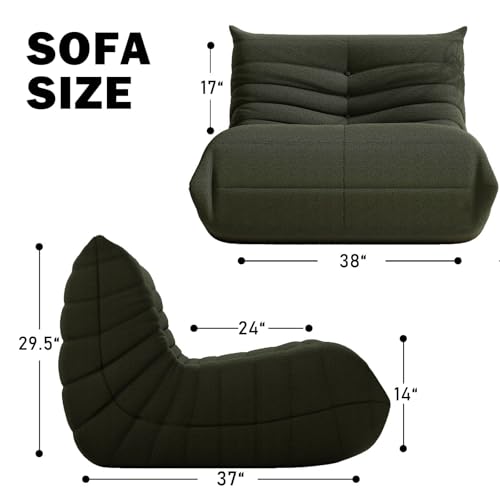 Bean Bag Chair Fireside Chair Bean Bag Sofa Large Bean Bag Chair for Adults Bean Bag Chairs for Teens with High Density Comfortable Foam Memory Foam Bean Bag for Living Room Bedroom (Green)