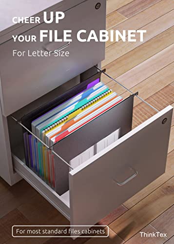 ThinkTex Plastic Expanding Hanging File Folders 7 Innovative 1.2\" Accordion Pockets Large Capacity Multi-Color Tabs Letter Size for Filing Cabinet - 3 Packs