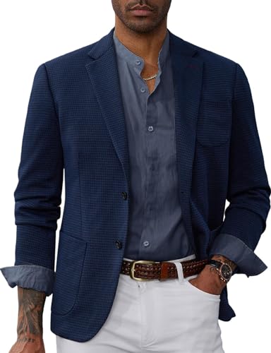 PJ PAUL JONES Men's Blazer Suit Jacket Modern Fit Two Button Sport Coat Lightweight Business Blazer Dark Blue