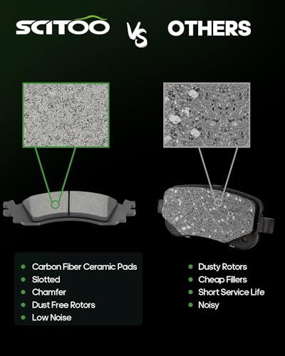 SCITOO Brake Pads Kits Front Semi-Metal Rear Ceramic 8pcs Fit for 2006-2010 for Ford Explorer 2007-2010 for Ford Explorer Sport Trac 2010-2012 for Ford Taurus 2006-2010 for Mercury Mountaineer